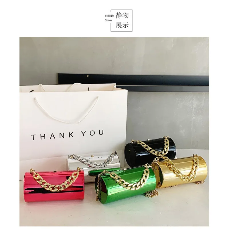 

Brand Designer Small Shoulder Bag Acrylic Chain Handbag High quality Round cylinder Lady Lipstick Bags Fashion New Crossbody Bag