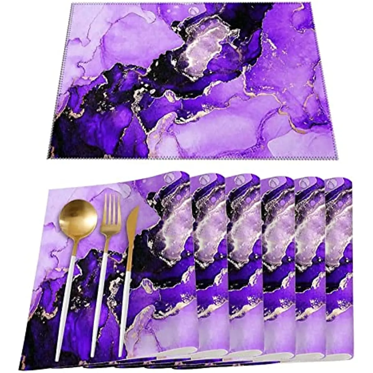 

Modern Abstract Painting Placemats Marble Pattern Heat Resistant Non Slip Plate Mats for Dining Home Kitchen Decor Set of 6 PCS