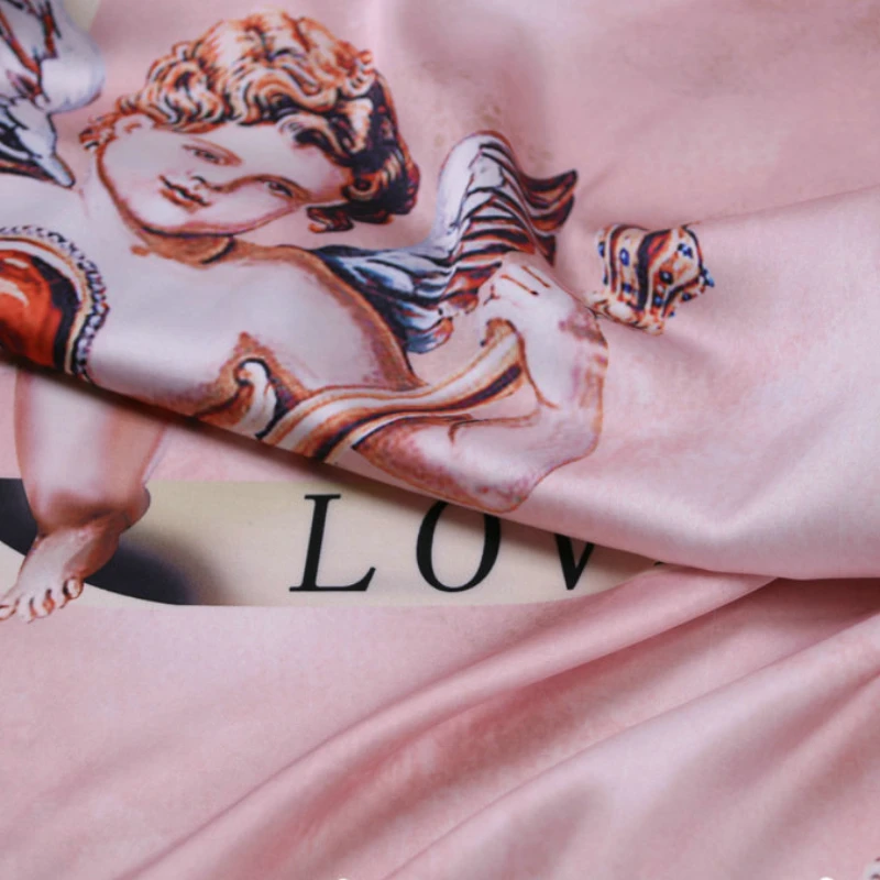 Ткань с принтом ангела драпировка ручной работы платье ткань для шарфа полиэстер