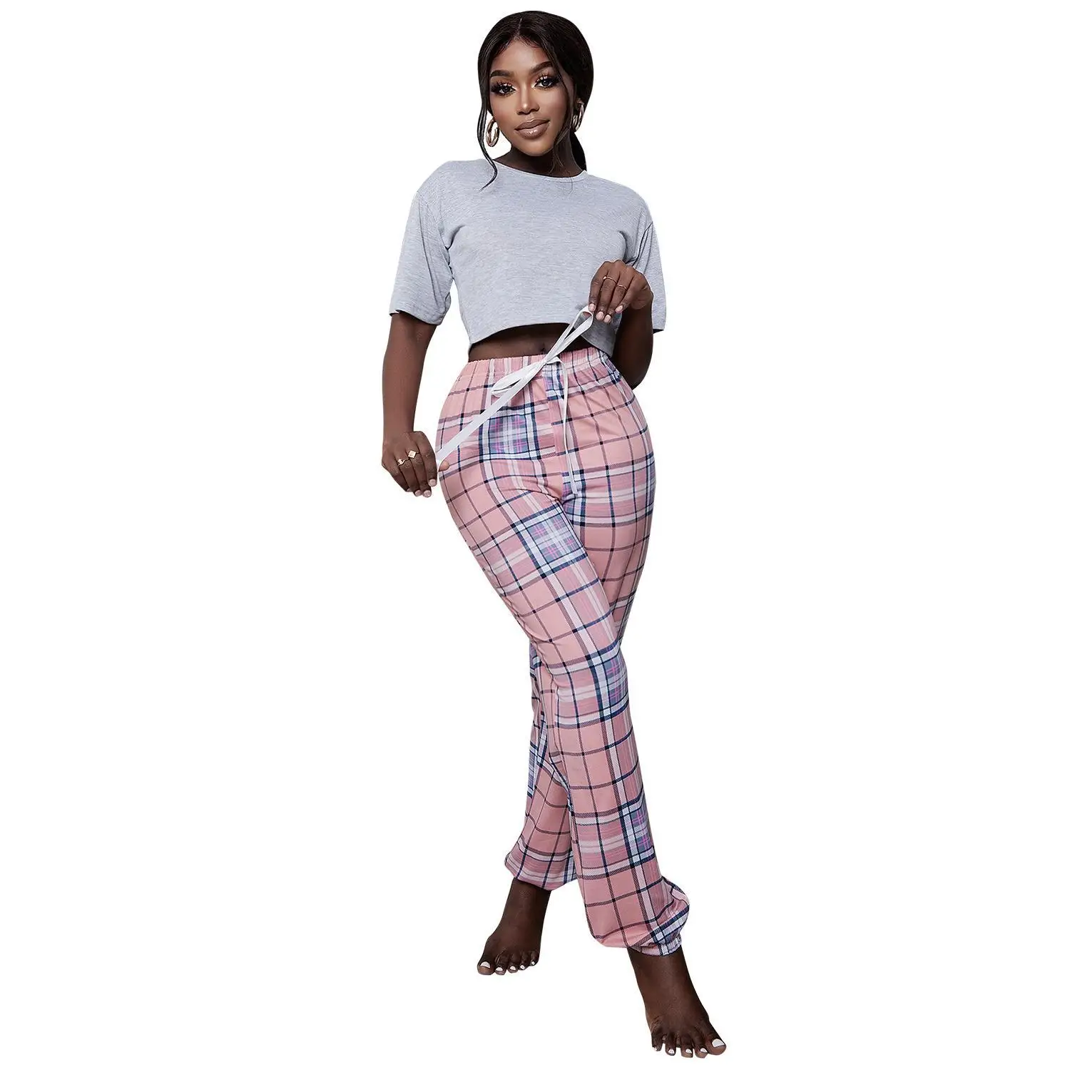 Women's Pajamas Spring Short Sleeve Strapless Trousers Home Service Set Women Nightwear