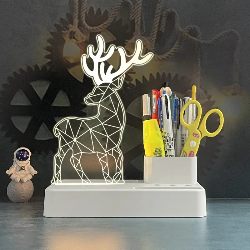 

Creative 3D Nightlight Pen Holder Desktop Acrylic Table Lamp Bedroom Bedside Lamp Children's Nightlight Romantic Gift