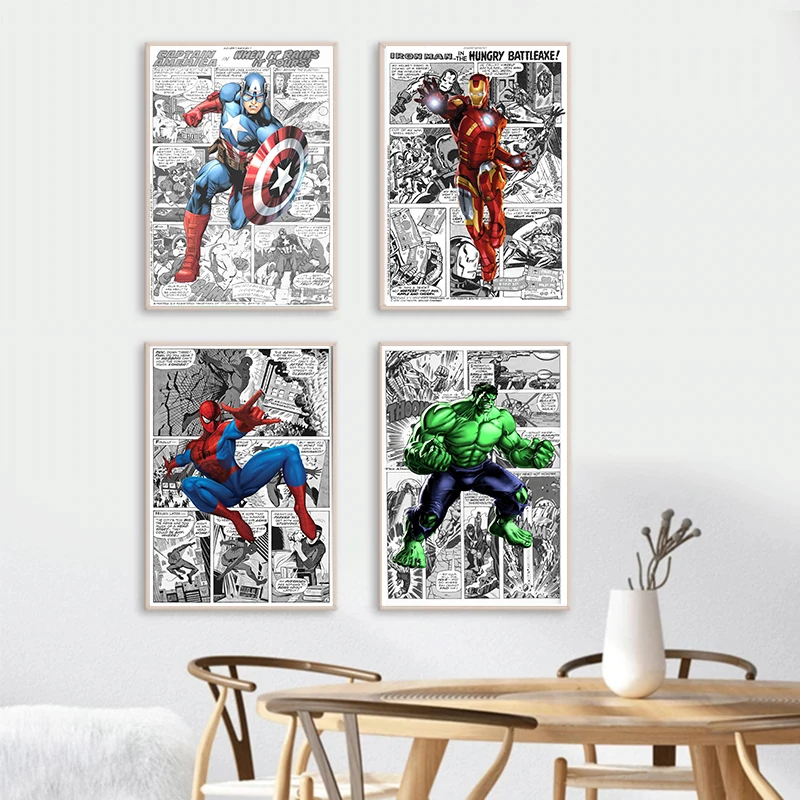 

Disney Superhero Comic Poster and Prints Marvel Avengers Canvas Paintings Wall Art Picture Living Room Kids Bedroom Home Decor