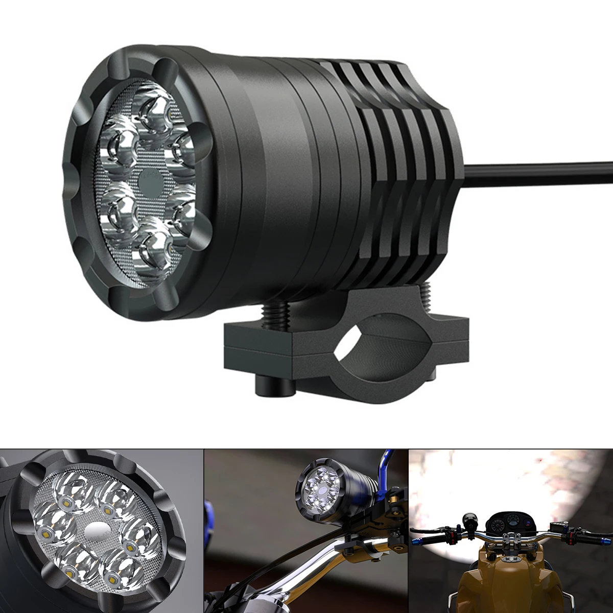 

30W Universal Motorcycle Spotlights LED Headlights 12-80V Aluminium Alloy Auxiliary Lamp Motorbike Spotlight Accessories