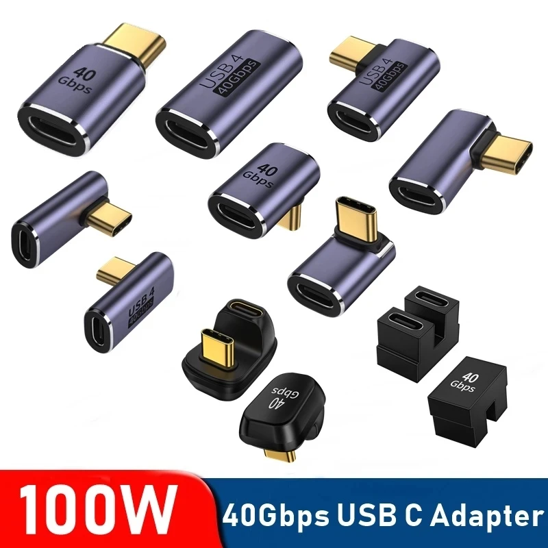 

100W Metal USB 4.0 Type C Adapter OTG 40Gbps Fast Data Transfer Tablet USB-C Charging Converter For Phone Macbook Air Pro Laptop