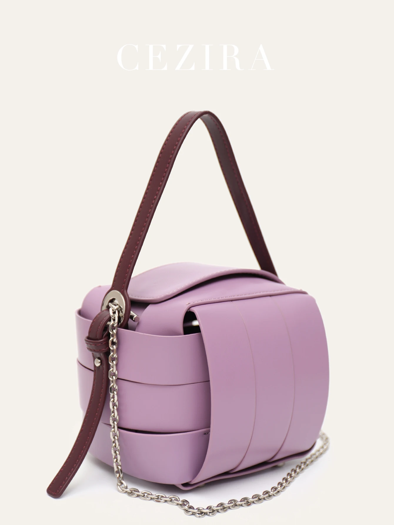 CEZIRA Fashion Chic Design Women Top-handle Bags Flap Square Shoulder Handbags PU Leather Patchwork Long Chain Cross Body Purses