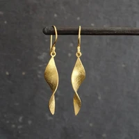 gold color spiral rhombus earrings for woman bohemian jewelry long hanging dangler vintage simple womens drop eardrop gift