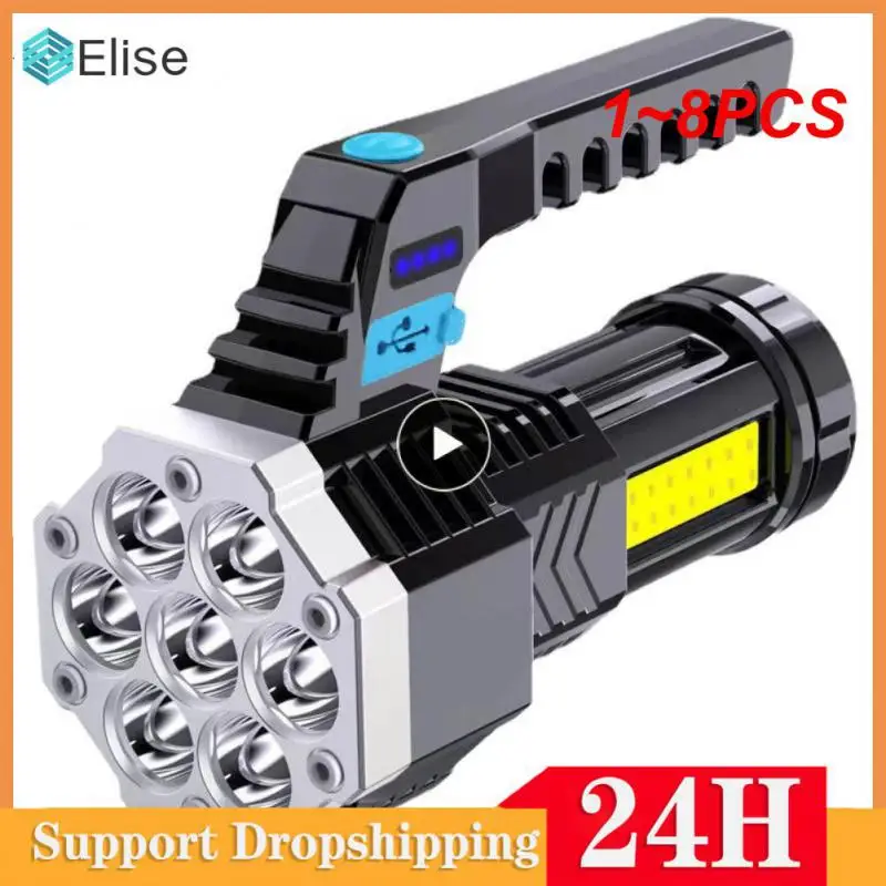 

1~8PCS High Power Led Flashlights Cob Side Light Lightweight Outdoor Lighting ABS Material 7LED Rechargeable Flashlight