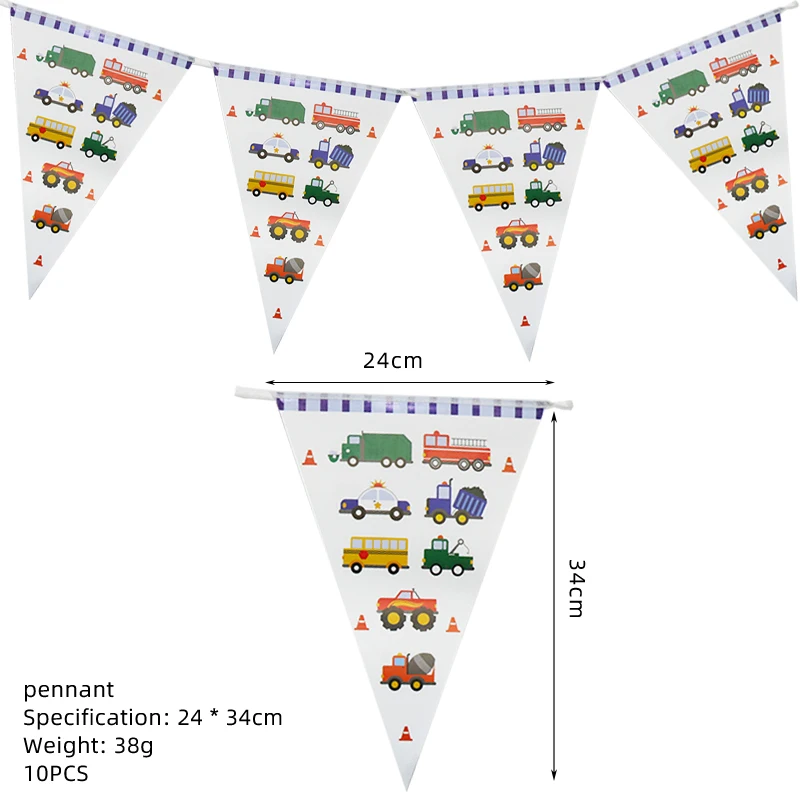 

Kids Favors Construction Engineering Vehicles Theme Birthday Party Supplies Plates Cups Flags Napkin Straws Disposable Banners