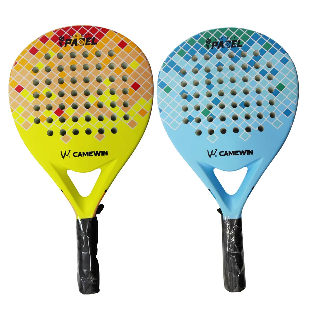 Carbon Fiber Matte Surface Paddle Beach Tennis Racket With Protective Racquet Cover Bag Outdoor Sports Blue And Orange Color