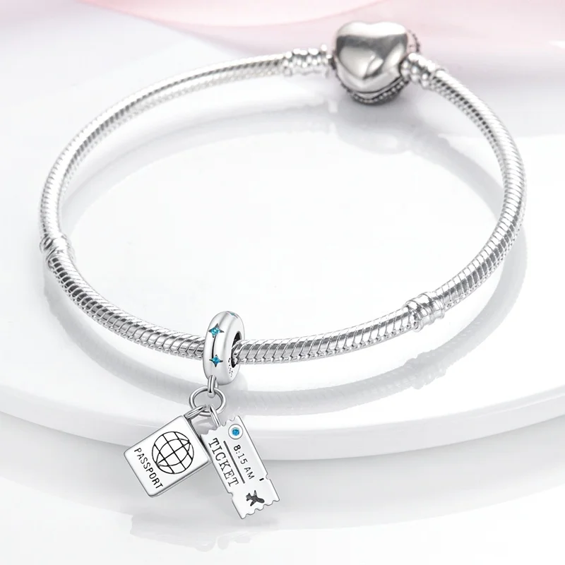 Дорожная сумка из серебра 925 пробы оригинальная Паспортная Подходит для Pandora pearl