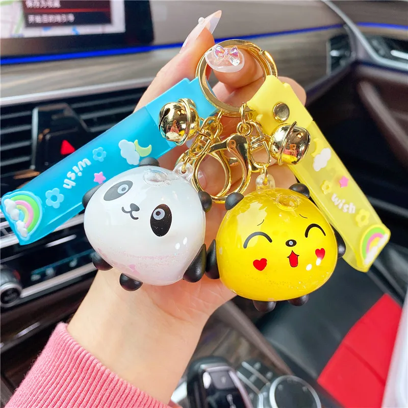 

Creative Panda Liquid Key Chain Female Exquisite Lovely Drifting Bottle Pendant Couple Bag Pendant