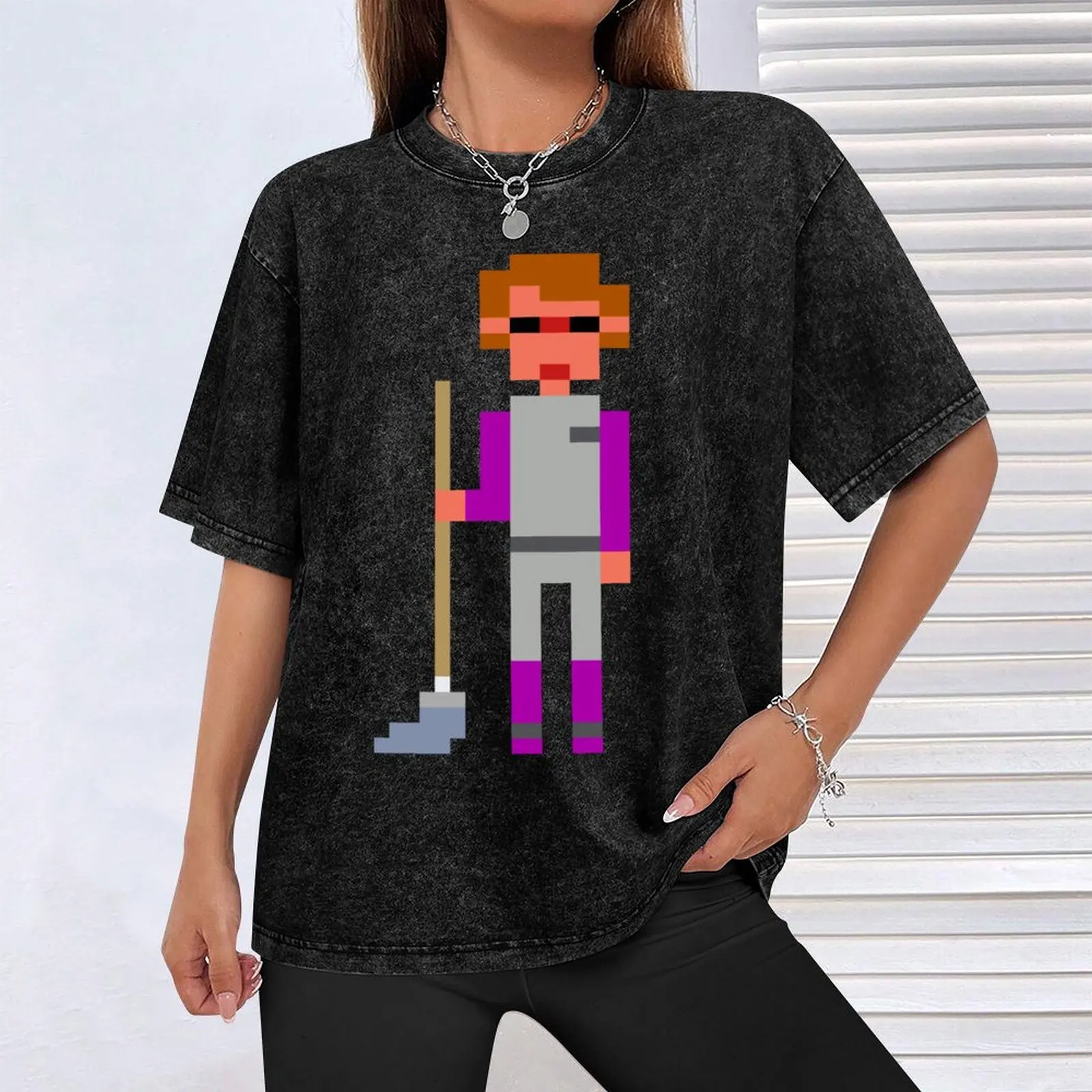 Мужские футболки Space Quest Roger Wilco: Janitor с шваброй Хлопок