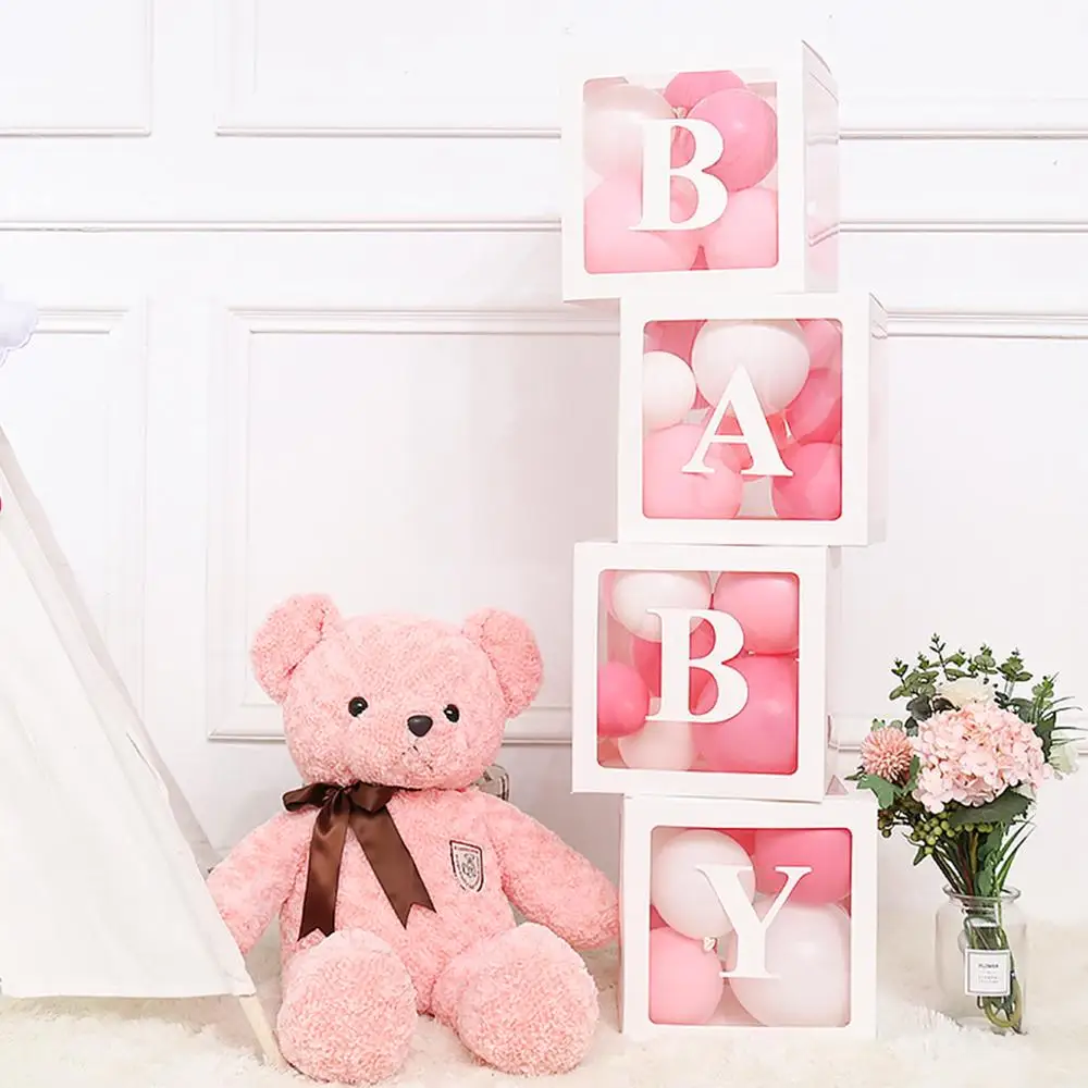 7pcs/Set Alphabet Name Balloon Box Custom Letter Paster Transparent Wedding Birthday Party Decoration Kids Baby Shower images - 6