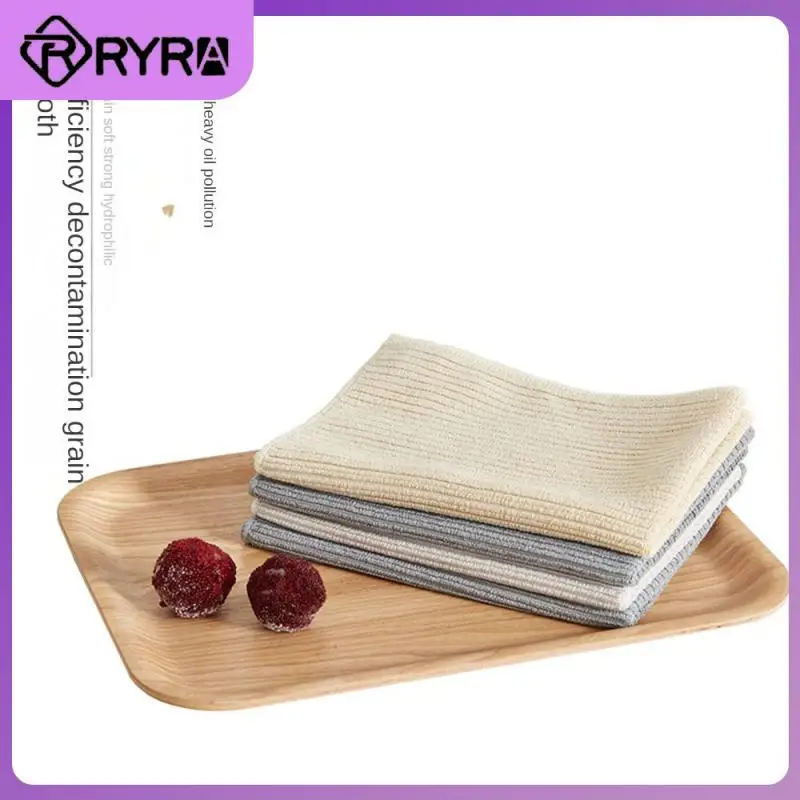 

30×40cm Cleaning Cloth Absorbent Non-stick Oil Decontamination Cloth Kitchen Household No Dead Corners Dish Towel Stripes Strong