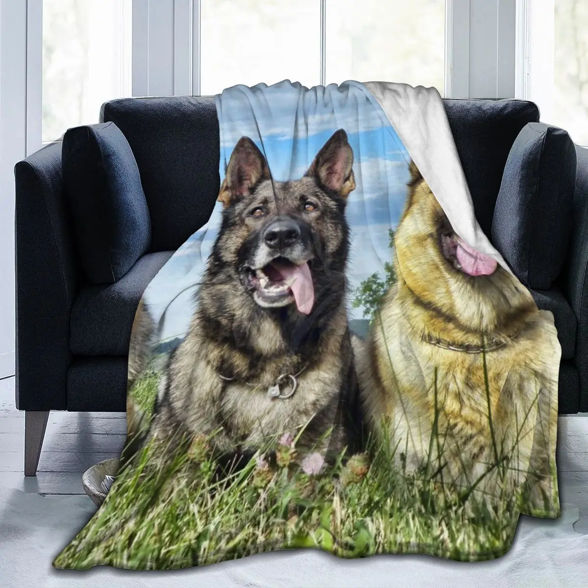

Fashion animal Dog 3D printing printed blanket bedspread blanket retro bedding square picnic wool soft blanket Quick Dry