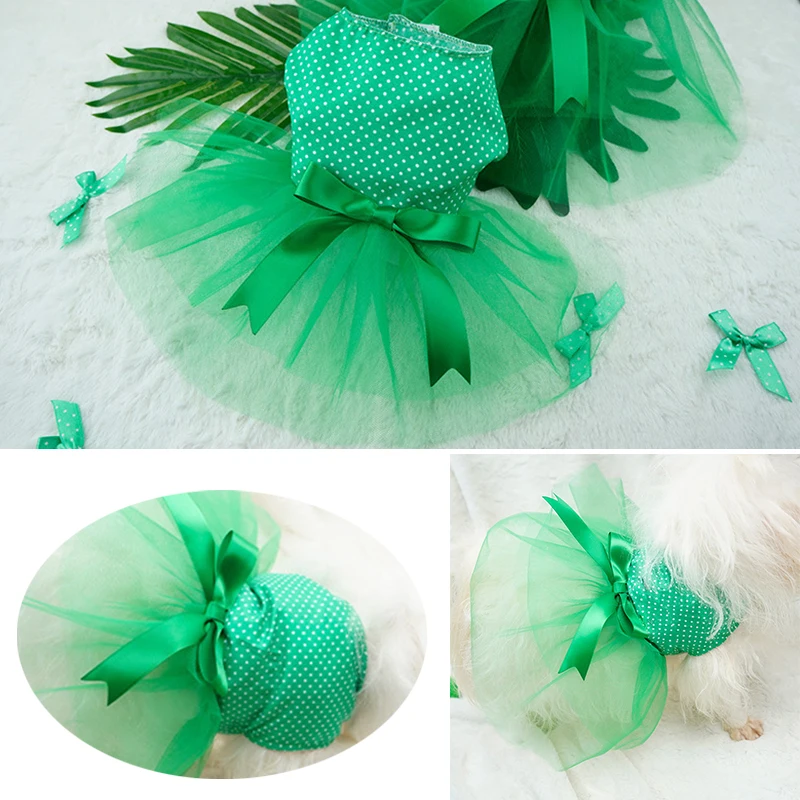 

2022 New Crystal Bowknot Dog Skirt Pet Cloth Summer Cute Cool Breathable Dog Dress Clothing For Small Medium Dogs Size