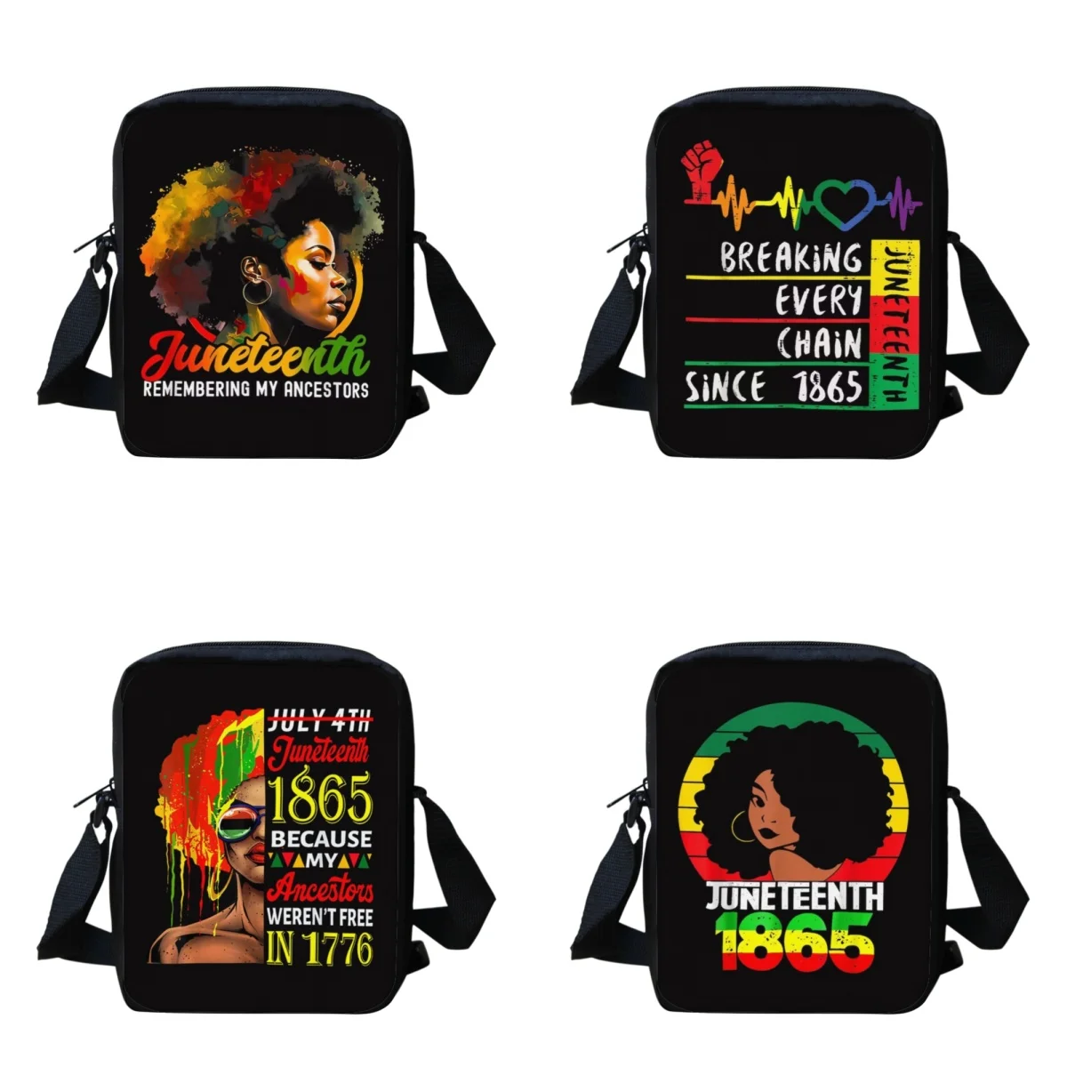 

Adjustable Women Crossbody Bag Black History Month Juneteenth Leisure Mini Messenger Bag for Teenager Portable Cross Body Zipper