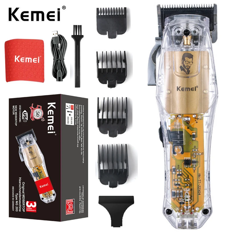 Original Kemei Adjustable Cordless Hair Clipper For Men Professional Hair Trimmer Beard Grooming Haircut Machine Lithium Ion