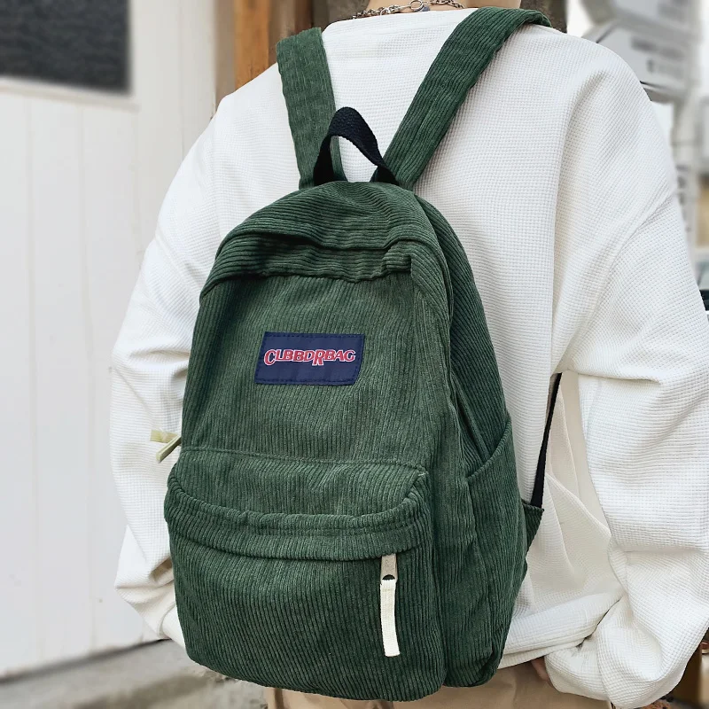

Винтажная Вельветовая зеленая школьная сумка для мальчиков и девочек, мужской и женский рюкзак для ноутбука и колледжа, крутая модная Женская Студенческая дорожная сумка для книг