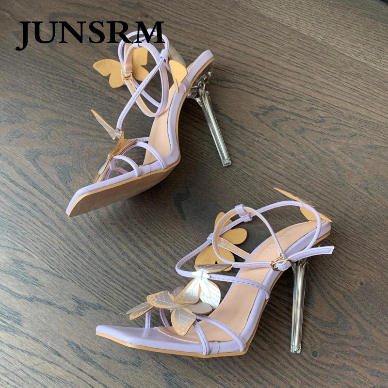 

Сандалии на высоком каблуке с бантом и перекрестными ремешками, дизайнерские римские сандалии с квадратным носком и цветами, пикантные фиолетовые туфли на шпильке с открытым носком для повседневной и праздничной носки