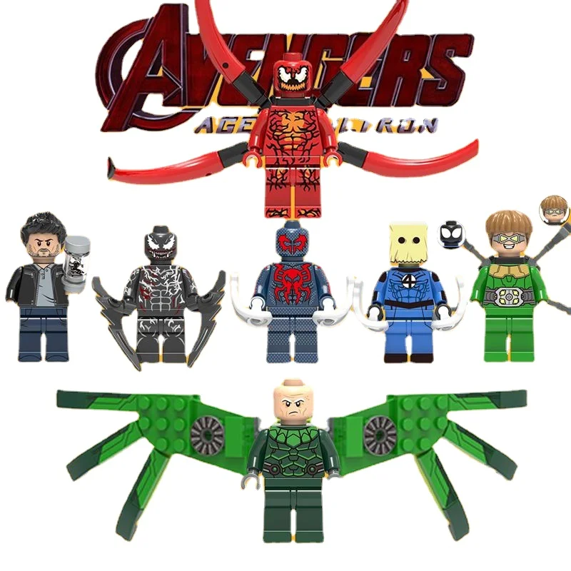 

Marvel The Avengers Venom Doctor Octopus Spiderman2099 Cosmic Vulture Creative Assembled Building Blocks Minifigures kids toys