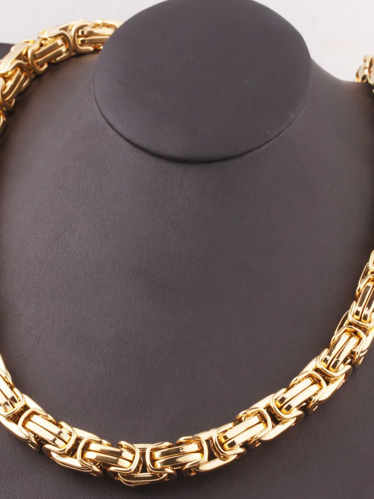 Огромная тяжелая нержавеющая сталь шириной 12 мм 15 византийская цепочка ожерелье