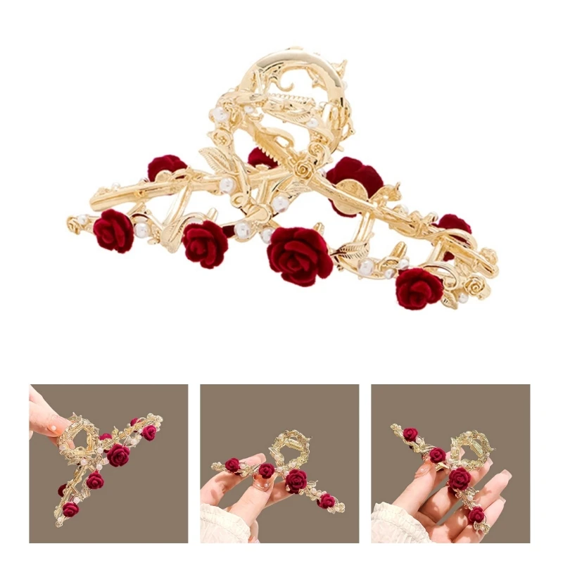 

Rose Flower Shape Hair Clip Delicate Wedding Party Hairpins Temperament Hair Pin
