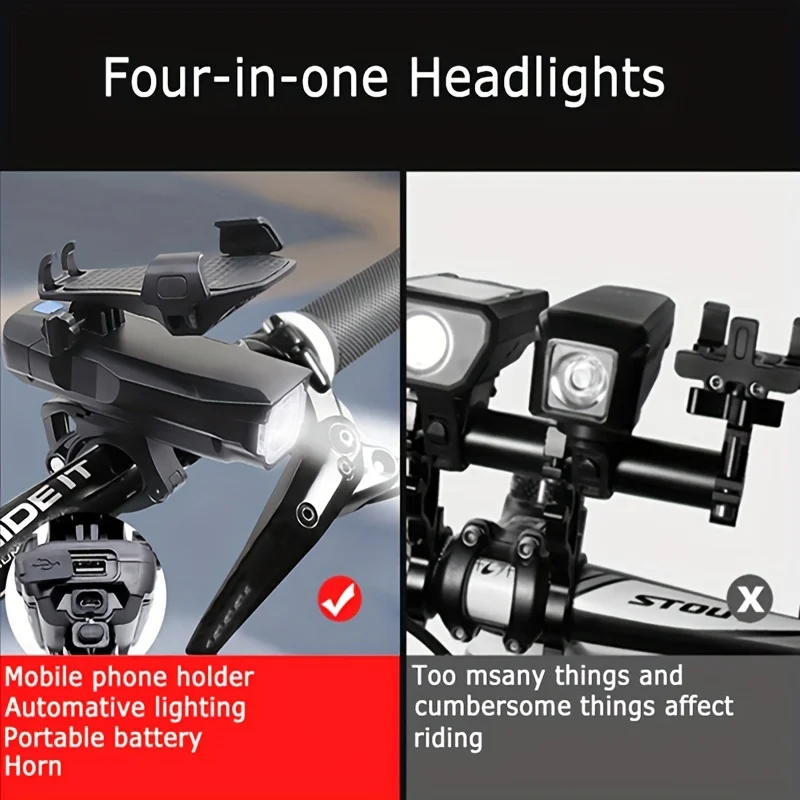 Универсальный Перезаряжаемый USB фонарик для велосипеда с подсветкой