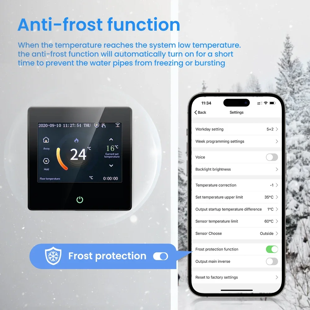 Умный беспроводной термостат Tuya Wi-Fi контроллер для нагрева воды/электрического