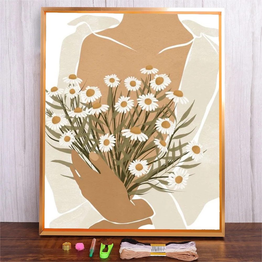 Набор для вышивания цветов женщин полный узор наборы вышивки крестом хлопковые