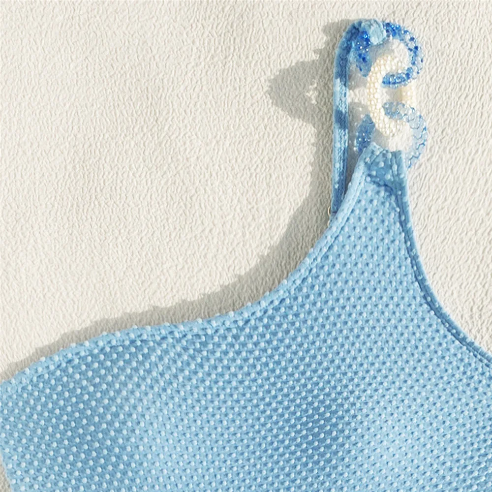 Женский слитный купальник на одно плечо синий купальный костюм пляжная одежда