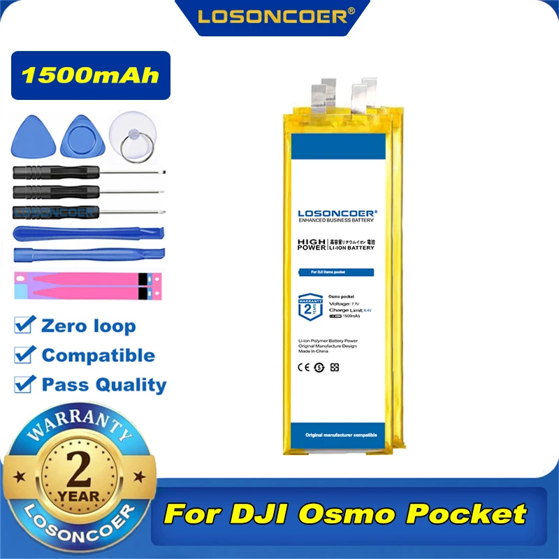 100% Оригинальный аккумулятор LOSONCOER 1500mAh Lipo для запасных частей DJI Osmo Pocket ручного стабилизатора карманной мини-камеры.