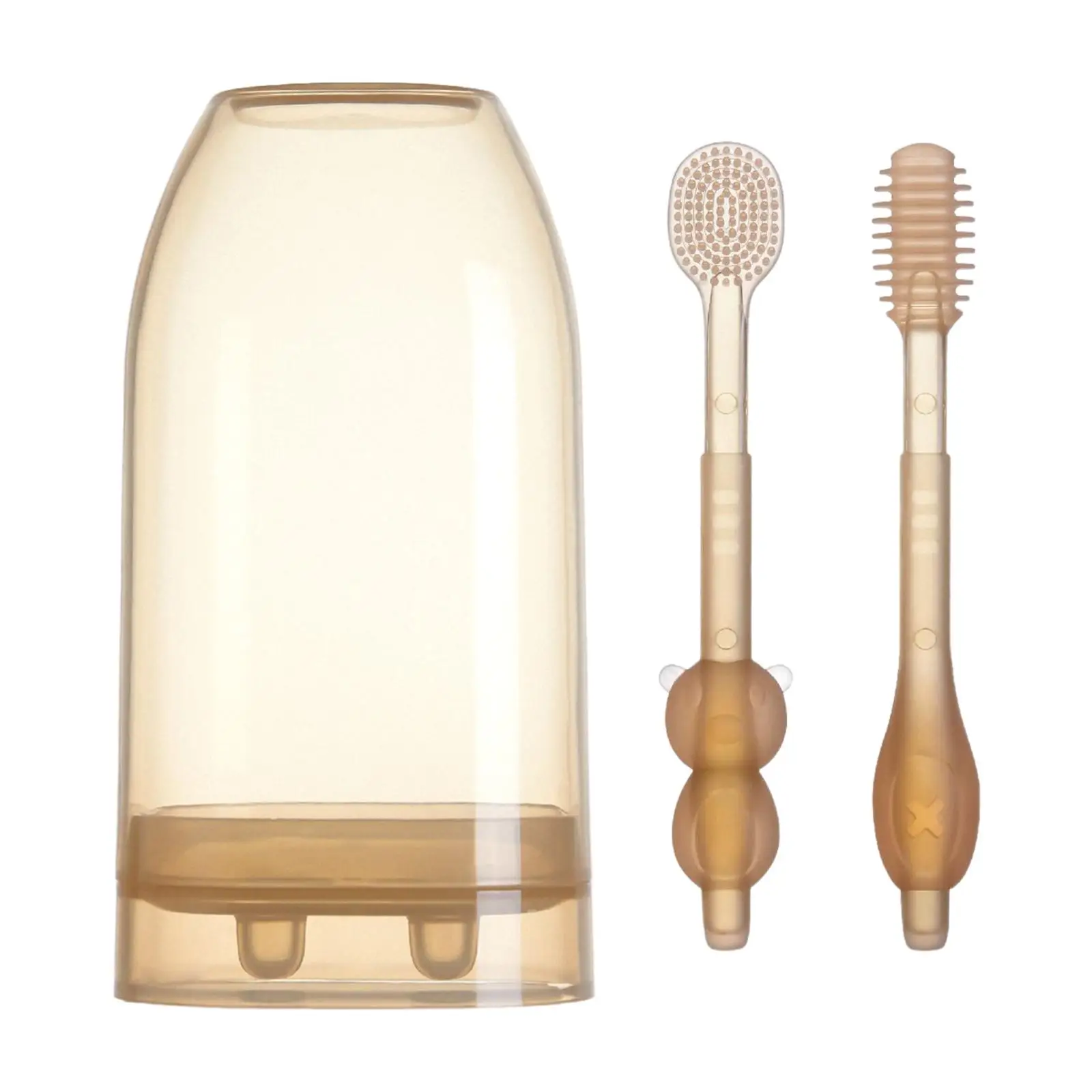 

Silicone Baby Toothbrush & Tongue Brush/ with cover Oral Training Teeth Brushes/ for Infant Toddler/