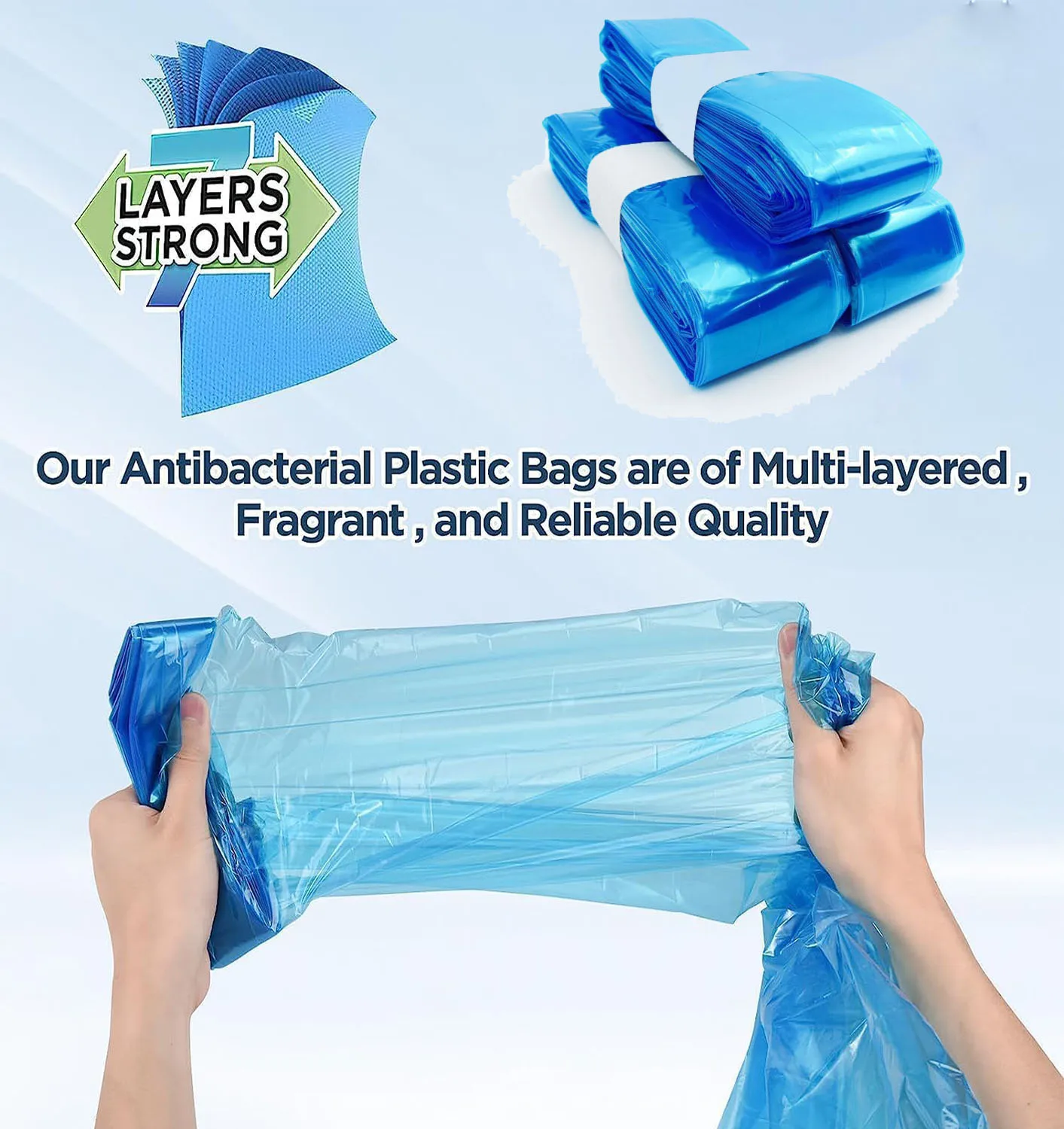 Прочные экологически чистые мешки для мусора домашнего использования.