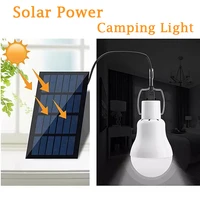 portable solar light 15w 300lm solar power light outdoor camp tent fishing led bulb with solar panel for outdoor lighting