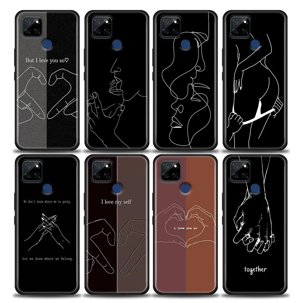 

Line Art But I Love You So Case For Realme C25 C3 C11 C21 C25S C21Y Silicone Cover for Oppo A52 A53 A74 A94 4G 5G Soft Cases