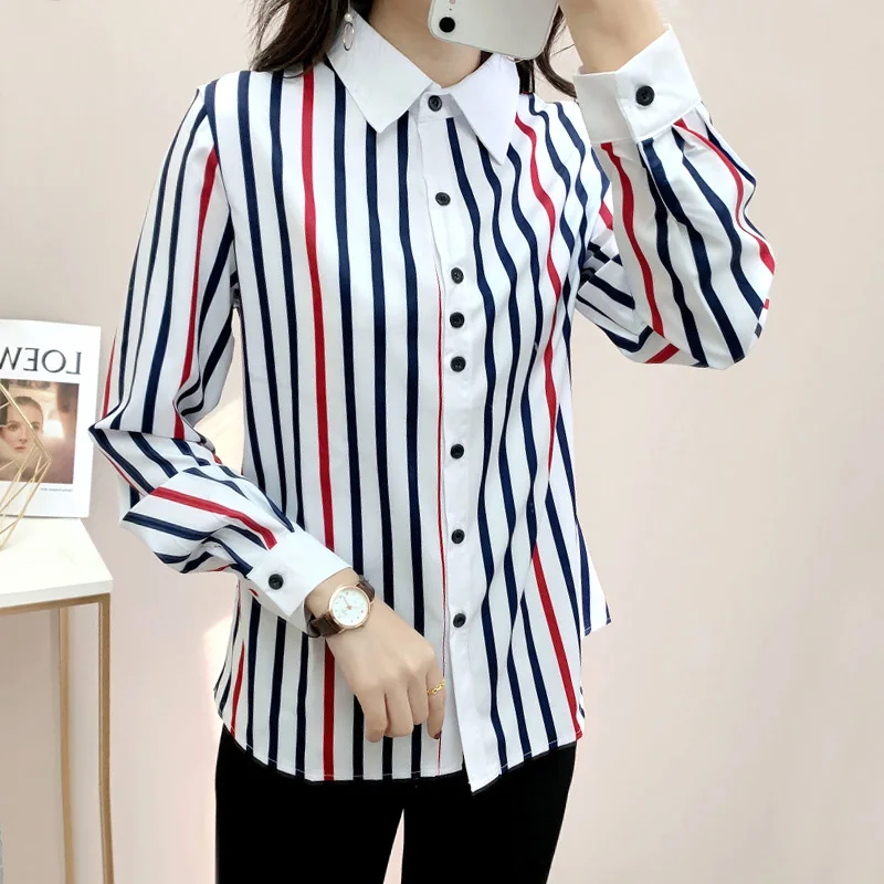 Fashion New 2023 Striped Long Sleeved Shirts Spring Summer Casual Thin Single Breasted Button Blouses Turn-down Collar Clothes