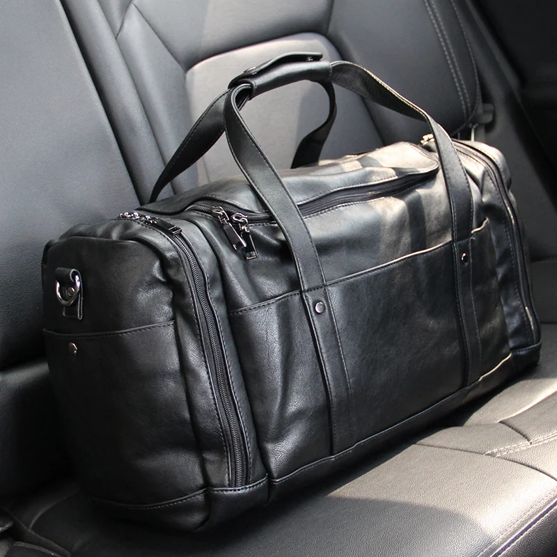 

2023 Fashion Big Leather Men's Travel Bag Short Trip Luggage Organizer Tourism Sports Training Bolsa De Viagem