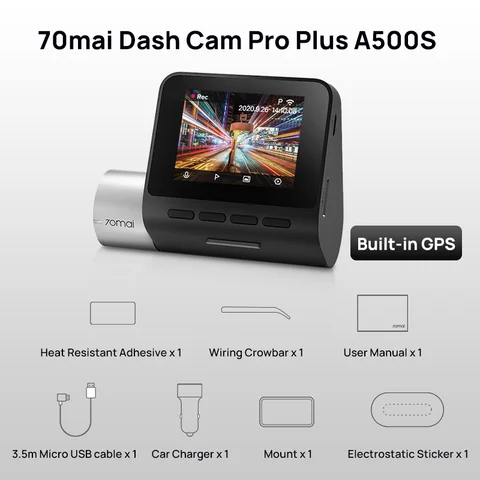 Видеорегистратор 70mai Dash Cam Pro Plus A500S, 1944P, GPS, ADAS