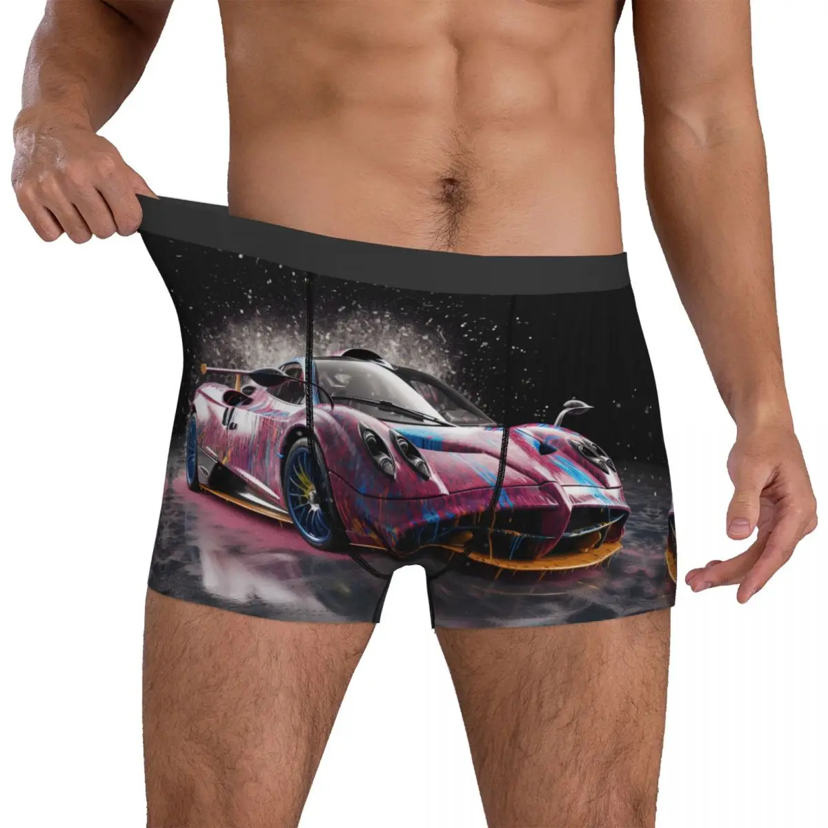 

Speed Sports Car Underwear Liquid Splash Explosion 3D Pouch Trenky Boxershorts Print Shorts Briefs Comfortable Man Underpants