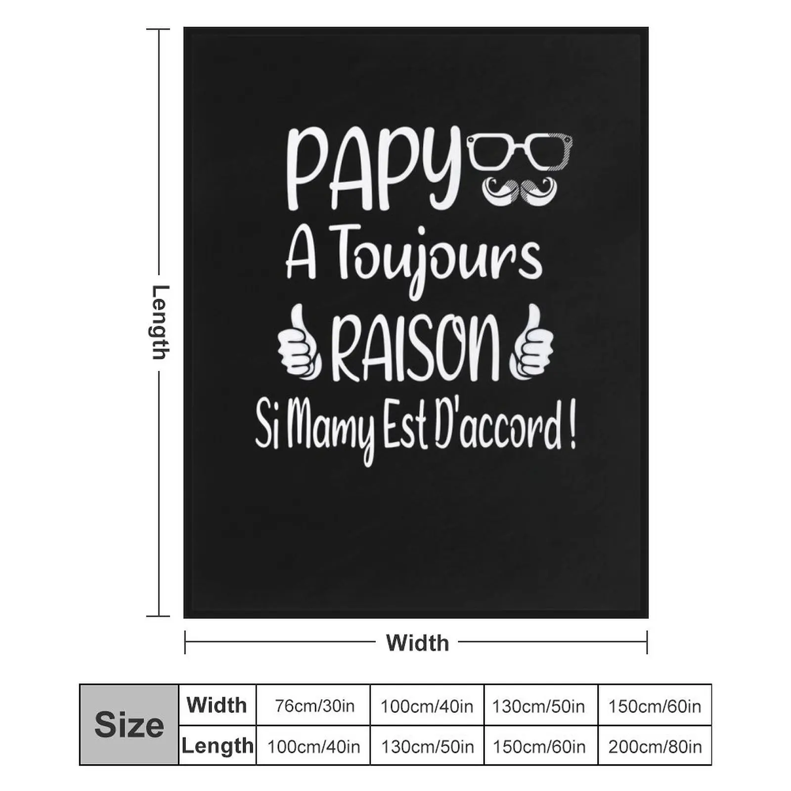 Papy A Toujours Raison Dr?le Grands-P? ̈res Cadeau Плед Меховые изделия Рождественские подарки Мягкие