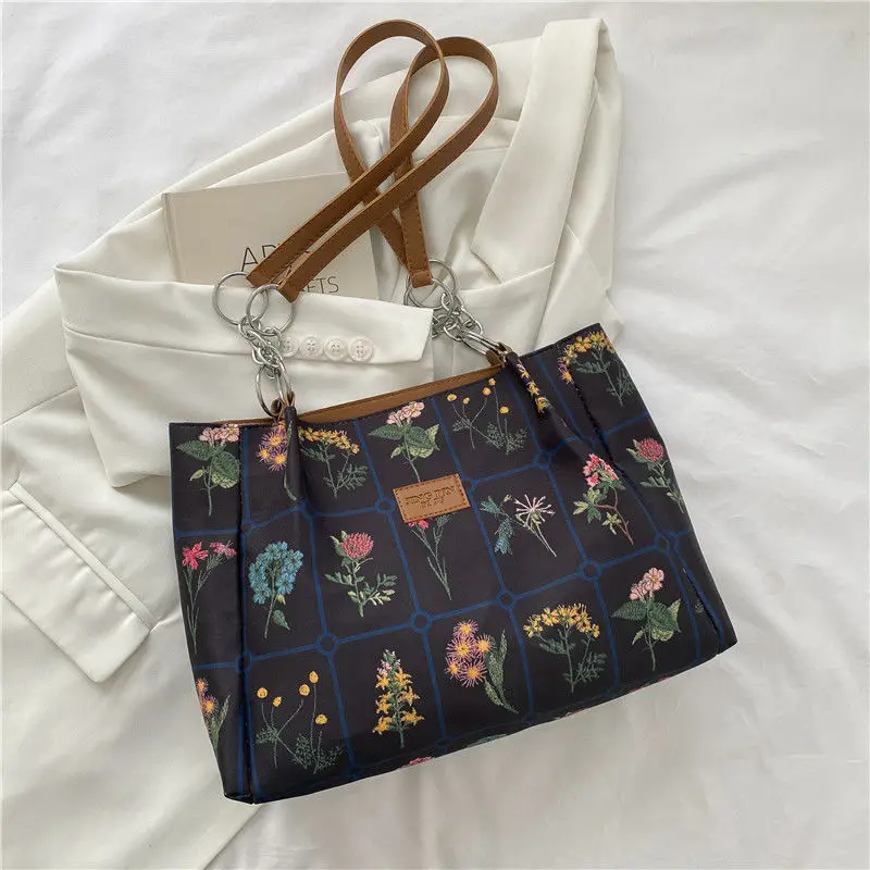 

Super Vintage Printing Flowers Top Fashion Women Shoulder Shopping Bags Women's Handbags Purses