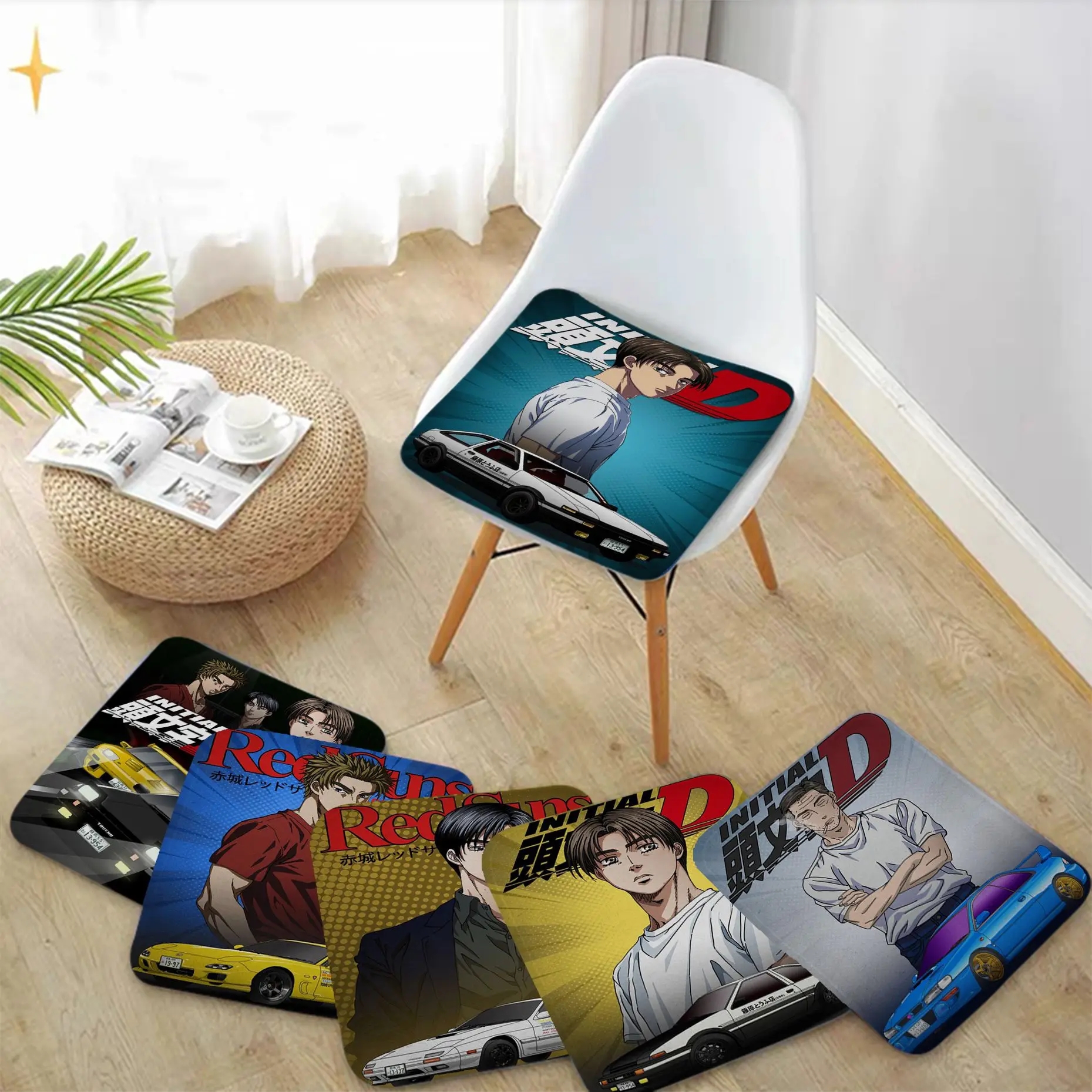 

Japanese Racing Anime Initial D European Seat Cushion Office Dining Stool Pad Sponge Sofa Mat Non-Slip Cushions Home Decor