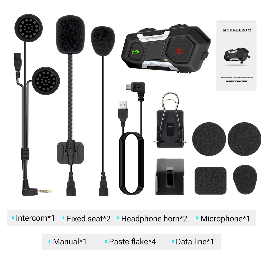 New 2 Sets 1200M BT Motorcycle Helmet Intercom Waterproof Wireless Bluetooth Moto Headset Interphone FM Radio for 2 Rides enlarge