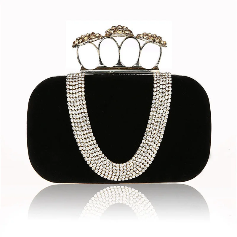

New arrival Fashion Design Diamond Finger Ring Shinying Evening Bags Classic Luxury bling Day Clutch for Party bag WY90