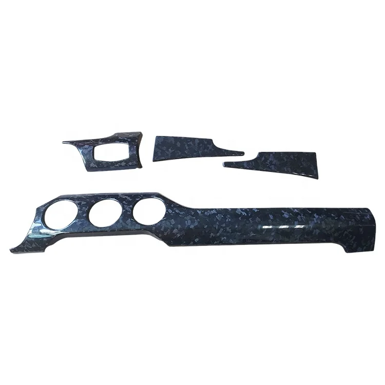 

4pcs Dry Carbon Fiber Forged Finished Interior Trim Dashboard Cover 3 Holes For Ford Mustang 2015up