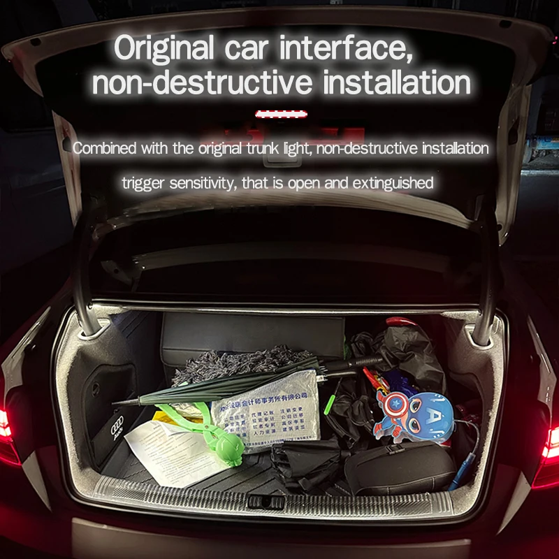 Фото Для багажника Toyota Corolla, светодиодная окружающая подсветка, внутренняя светодиодная гибкая световая полоса, световая полоса задней двери, модификация, аксессуары №3