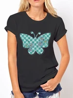 fashion women t shirt black top butterfly printed t shirt woman summer designer tshirt for young girl short sleeve crewneck tee