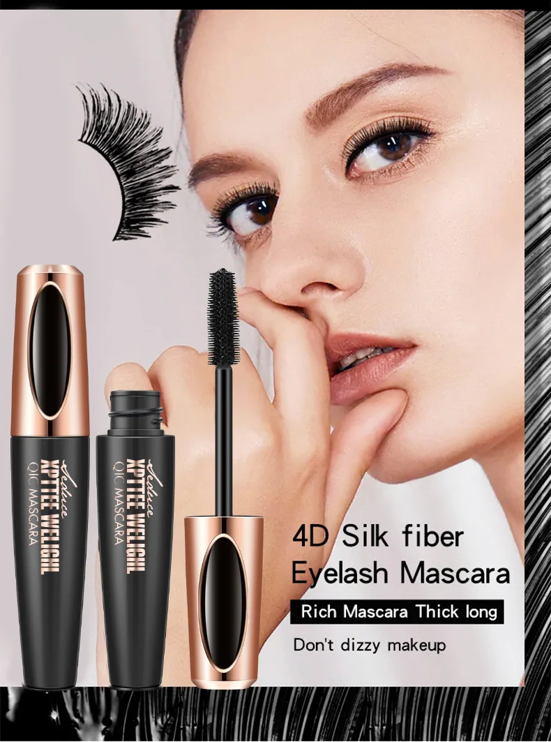 

Power Plump Mascara Waterproof Thick Long Curling Silicone Bruch Head 4D Mascara black Eyeliner set for eyes eyelash makeup
