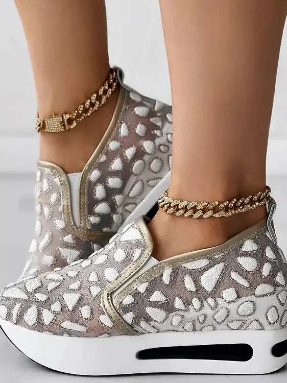 Lace Flats Platform Women Sport Shoes Mesh Breathable Sneakers 2023 Summer New Casual Sandals Running Beach Rocking Dance Shoes